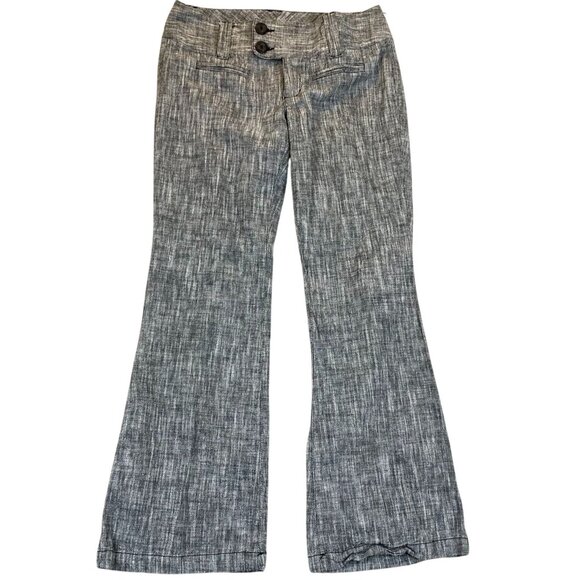 Maurices Women's Linen Cotton Blend Pants 7/8 Gray Linen Blend Wide-Leg Business - Picture 1 of 13